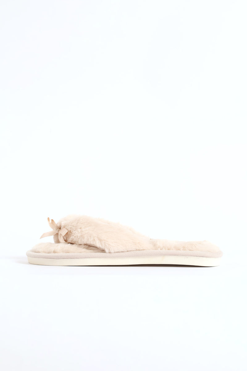 Plush Thong Slipper - Stone