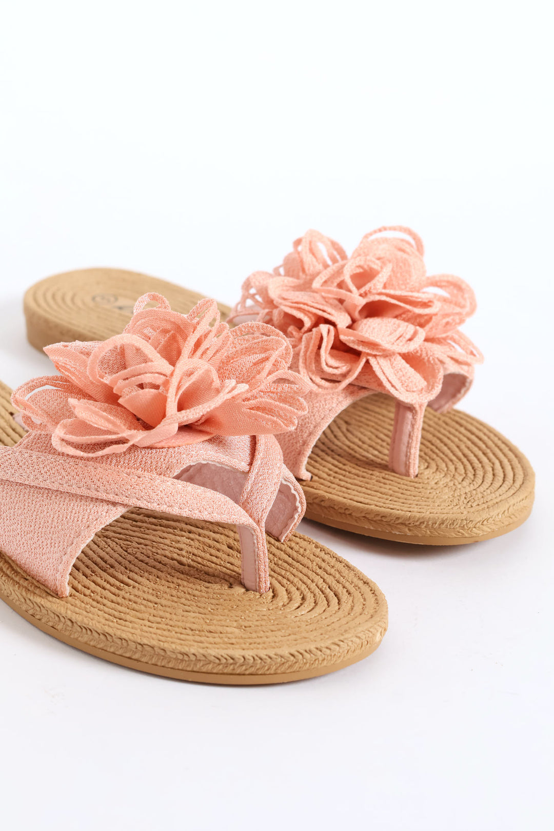 Big Flower Detail Thong Sandal - Blush