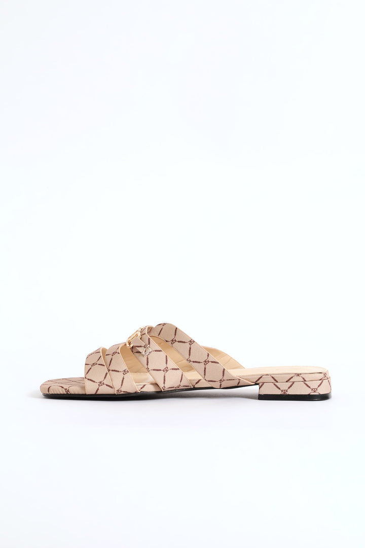 Chain Detail Double Band Mule Sandal - Natural