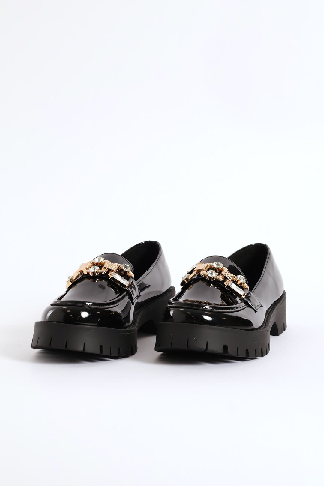Jewel Trim Chunky Loafer - Black
