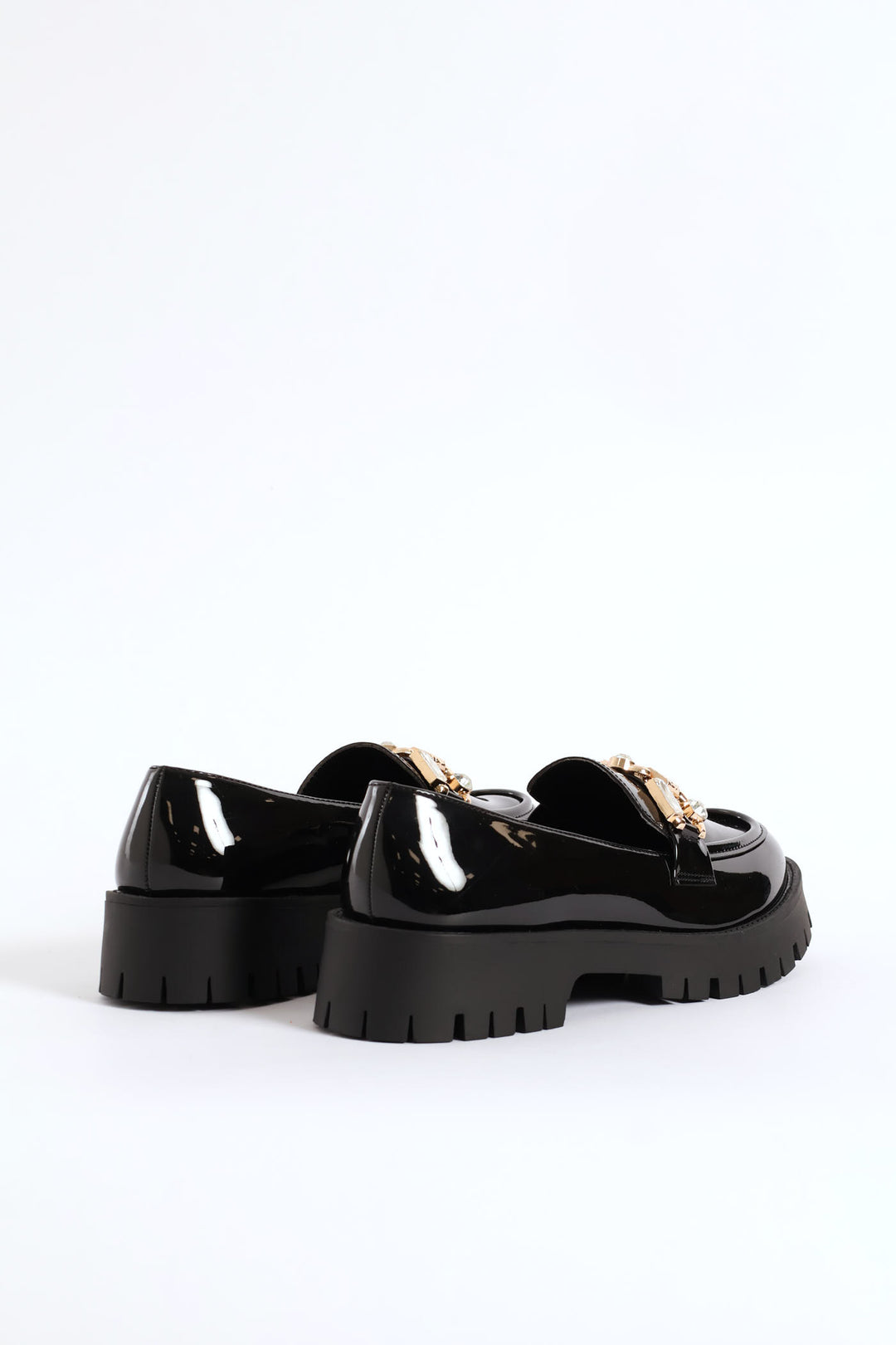 Jewel Trim Chunky Loafer - Black
