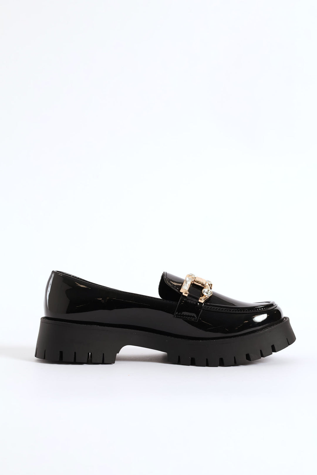 Jewel Trim Chunky Loafer - Black