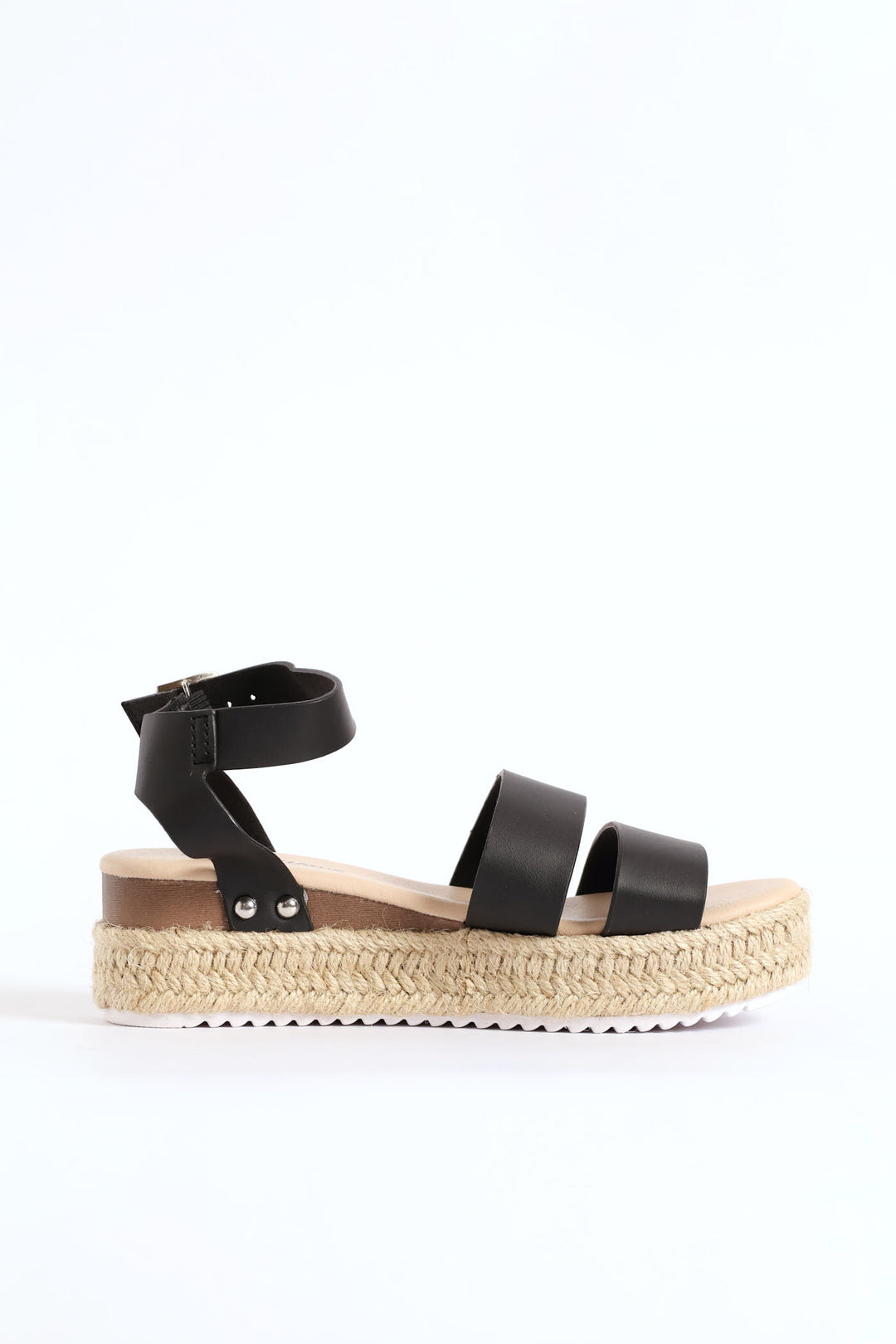 Girls Multi Strap Espadrille Wedge Sandal - Black