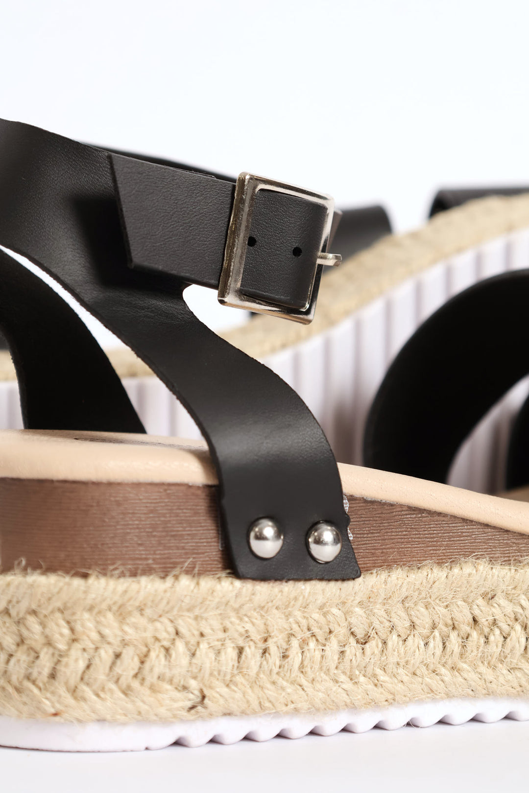 Girls Multi Strap Espadrille Wedge Sandal - Black