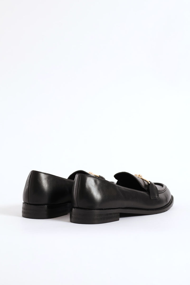 Knotted Metal Trim Loafer - Black