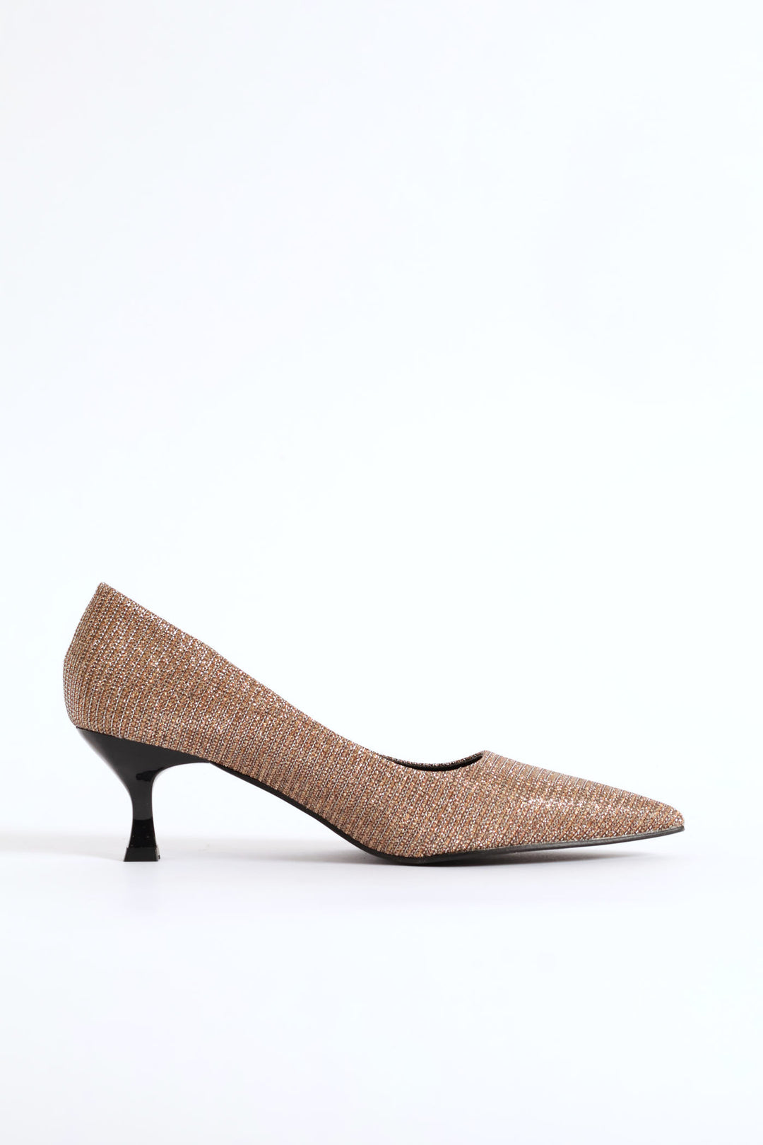 Lurex Kitten Court Heel - Gold