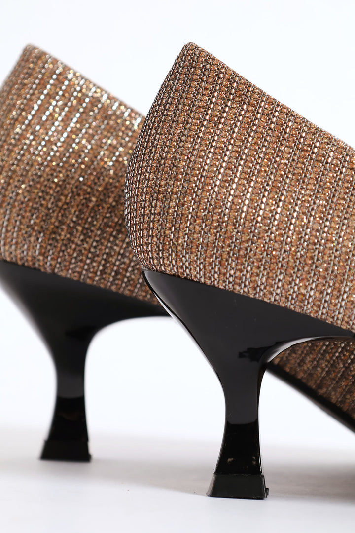 Lurex Kitten Court Heel - Gold