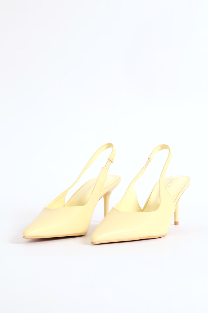 V-Cut Slingback Kitten Heel - Light Yellow
