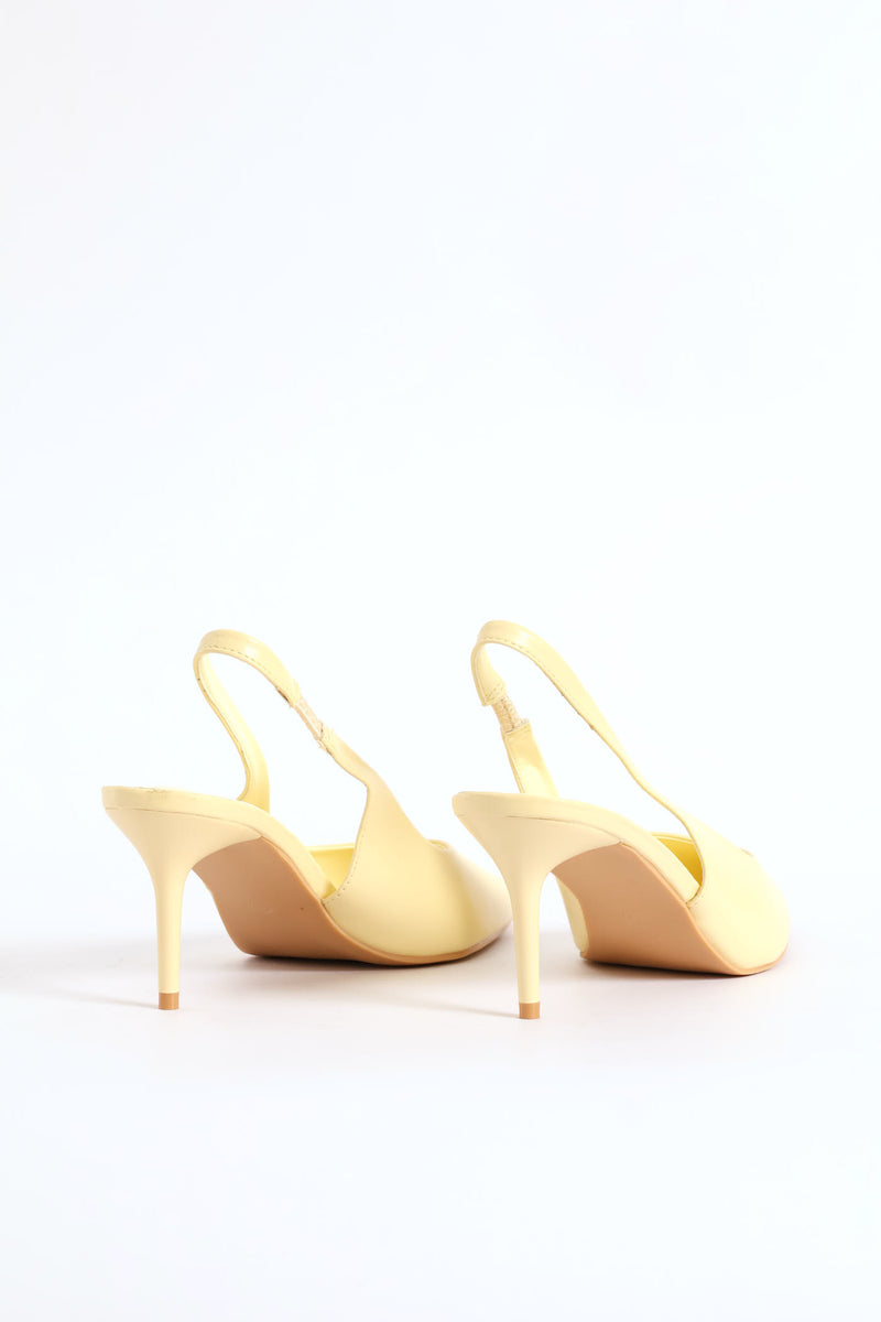 V-Cut Slingback Kitten Heel - Light Yellow