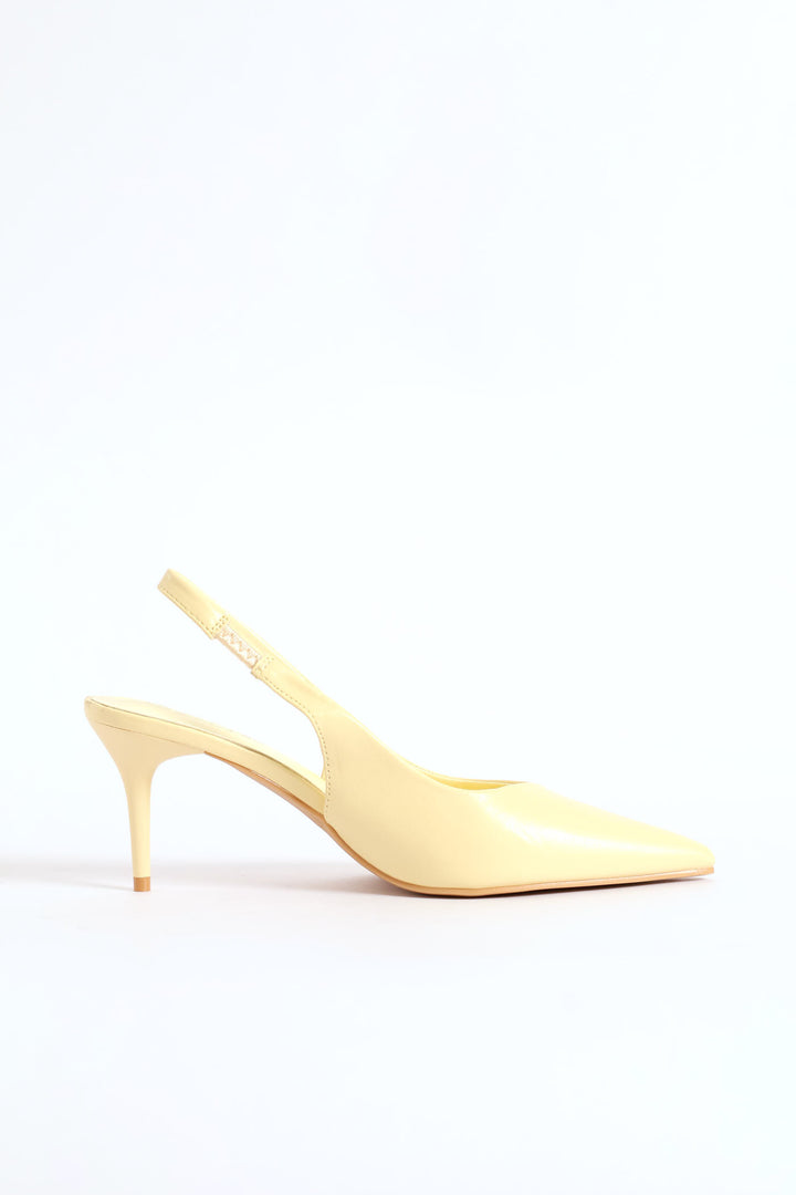 V-Cut Slingback Kitten Heel - Light Yellow