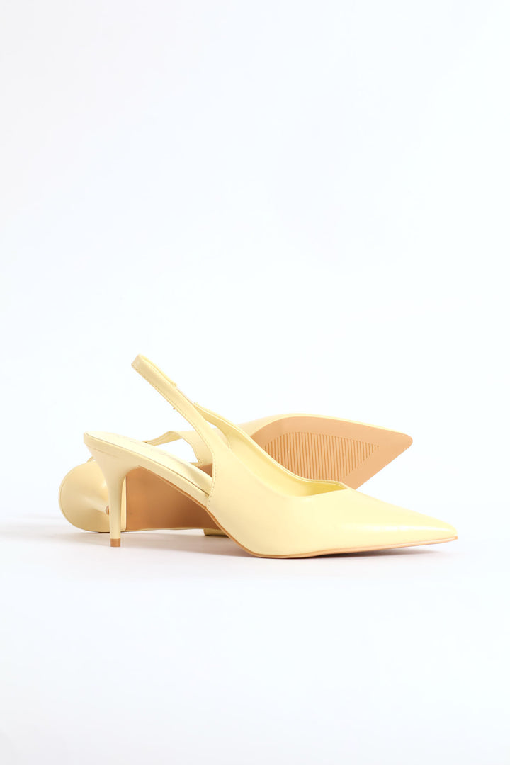 V-Cut Slingback Kitten Heel - Light Yellow