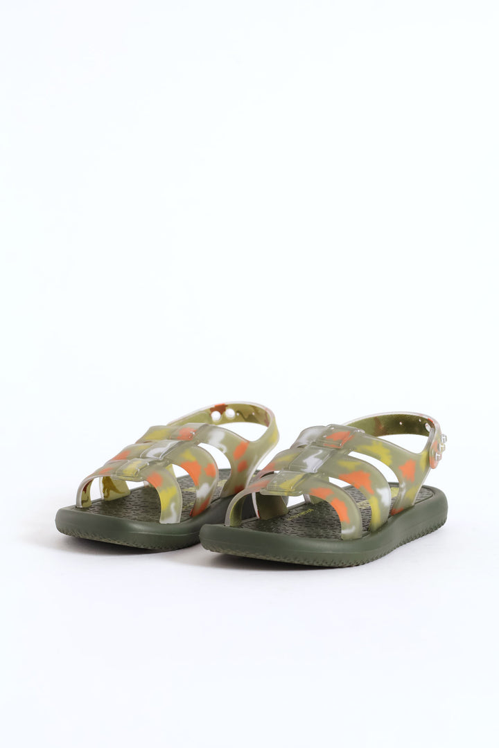 Pre-Boys Dino Sandal - Olive