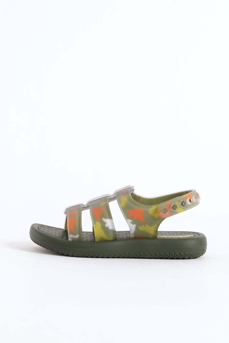 Pre-Boys Dino Sandal - Olive
