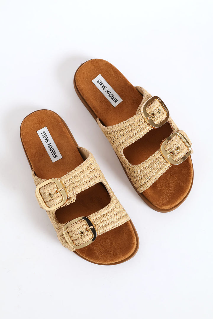Miramar Double Strap Raffia Birky Sandal - Natural