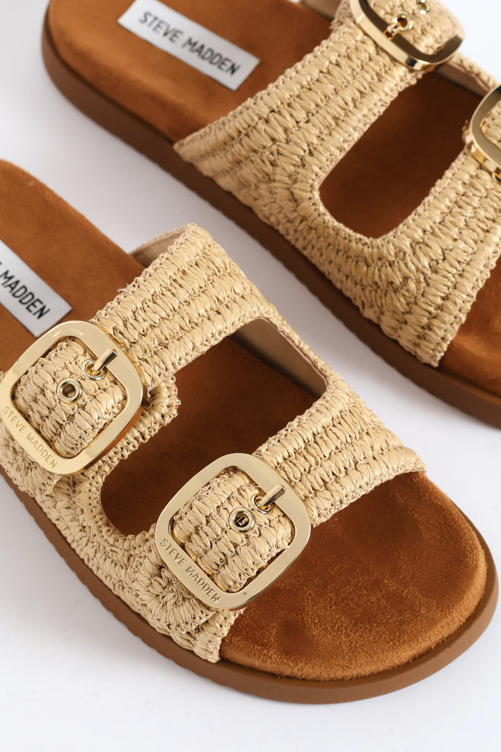 Miramar Double Strap Raffia Birky Sandal - Natural