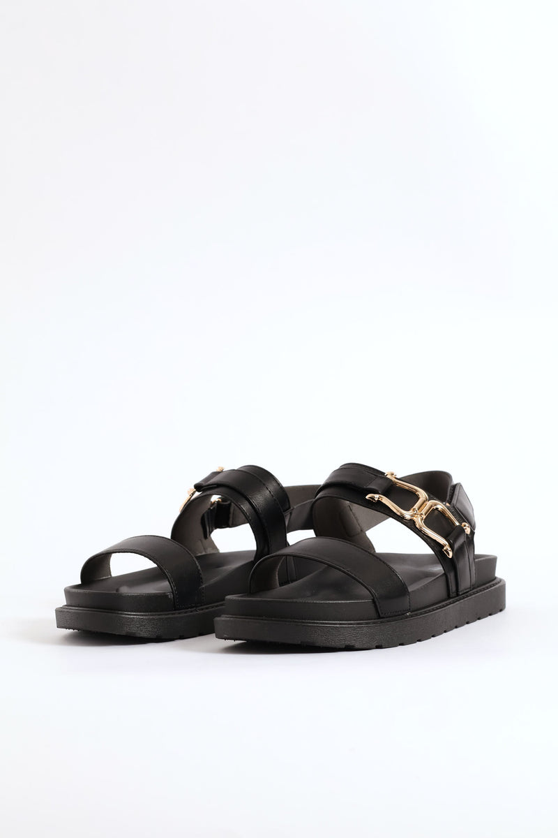 Ankle Strap Detail Sandal - Black
