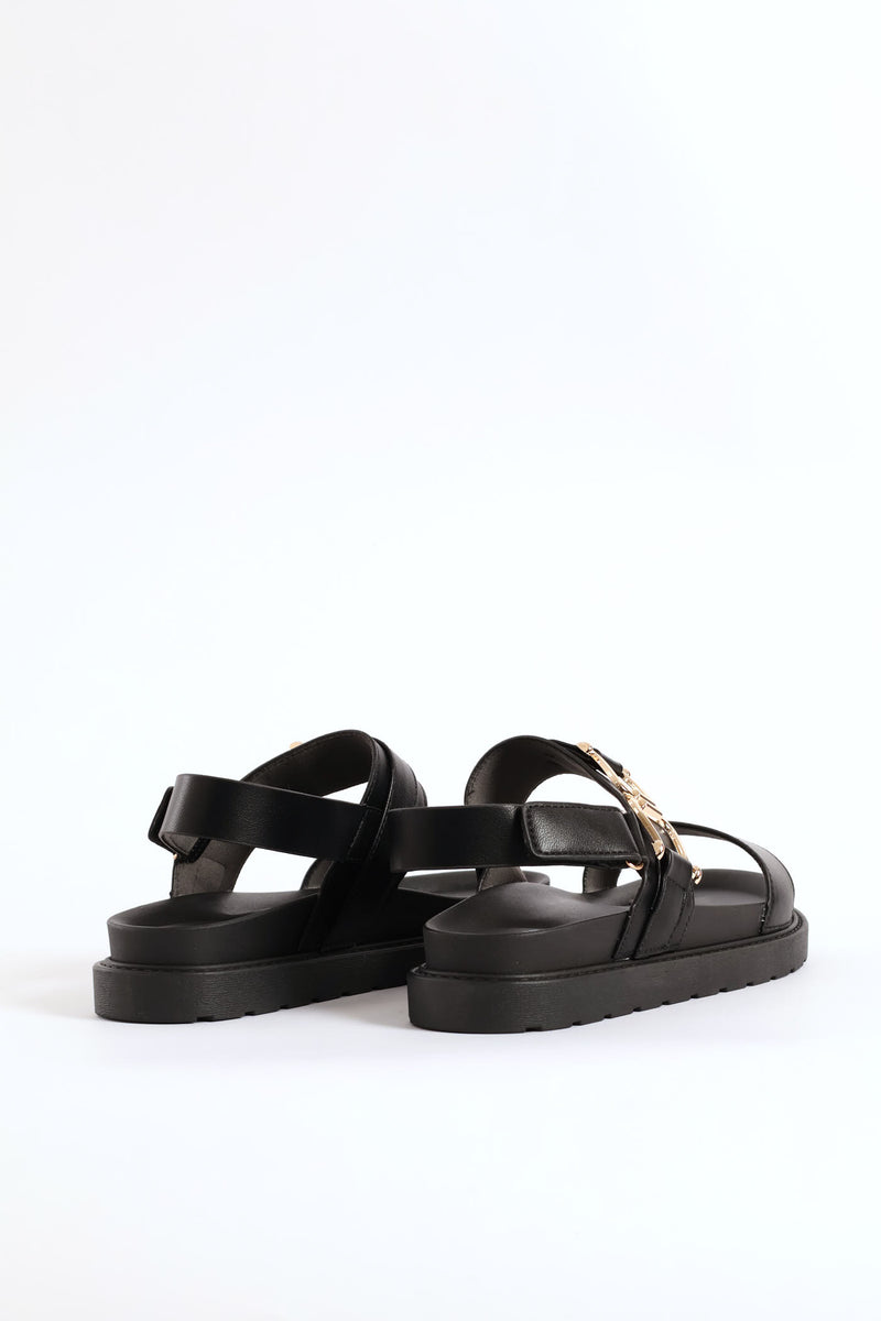 Ankle Strap Detail Sandal - Black