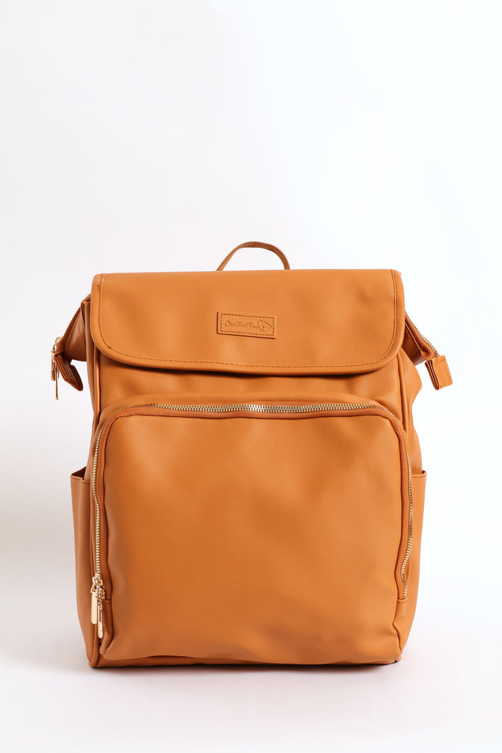 Faux Leather Nappy Bag - Tan
