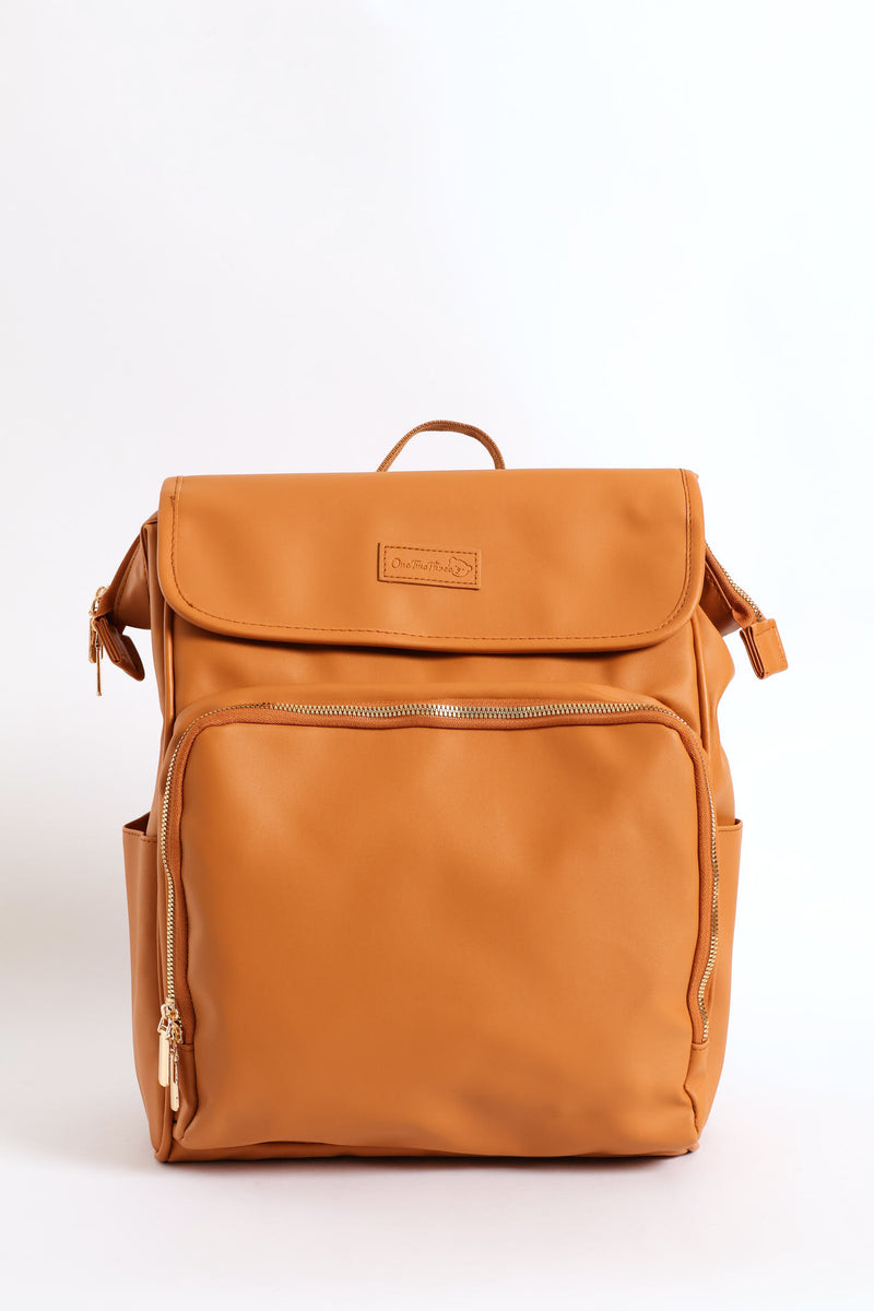 Faux Leather Nappy Bag - Tan
