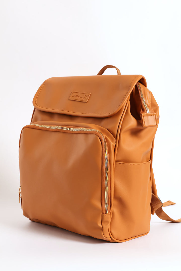 Faux Leather Nappy Bag - Tan