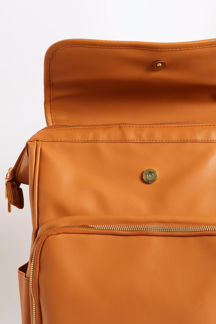 Faux Leather Nappy Bag - Tan