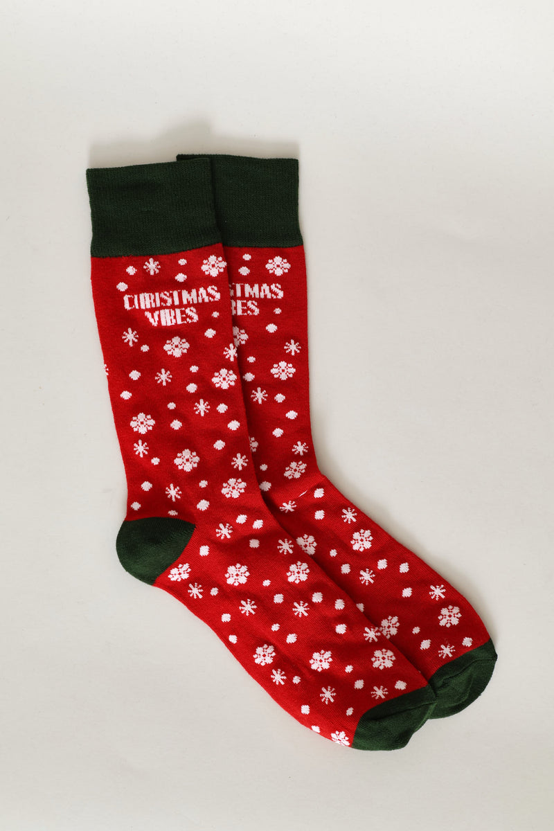 Single Christmas Vibes Anklet Socks - Red