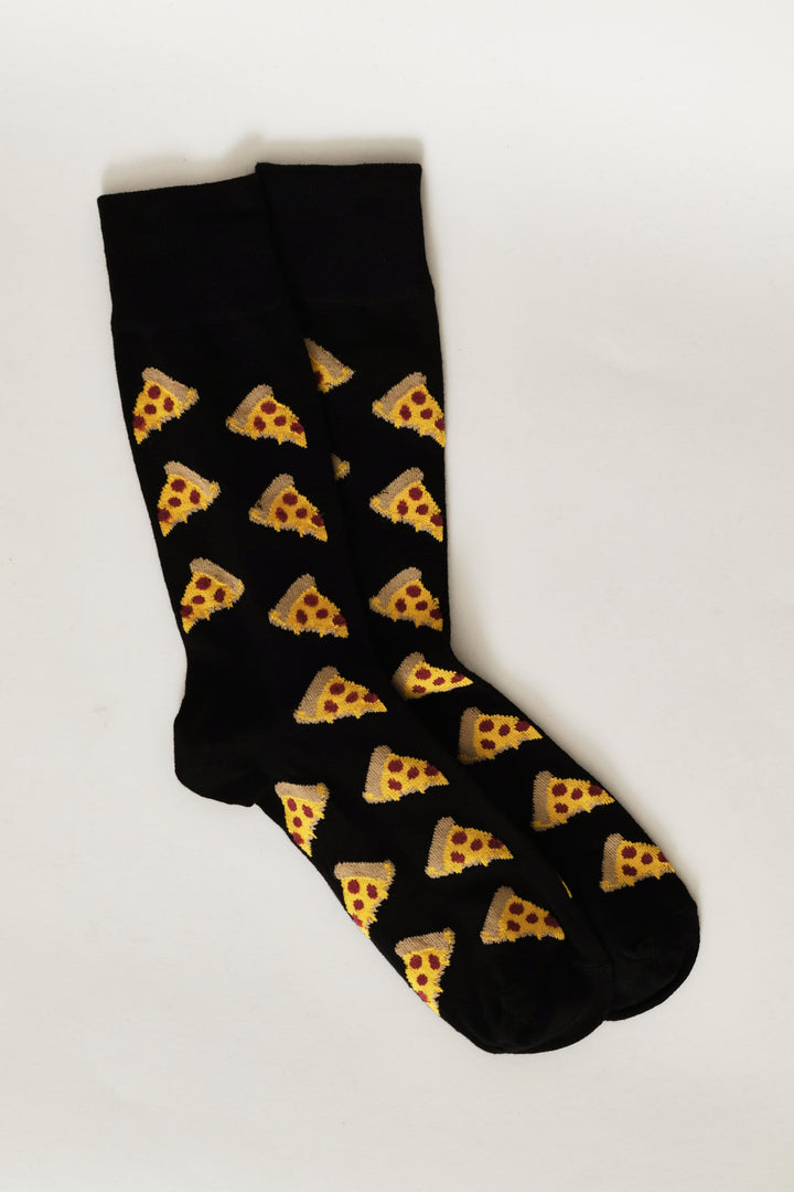 Single Pizza Anklet Socks - Black