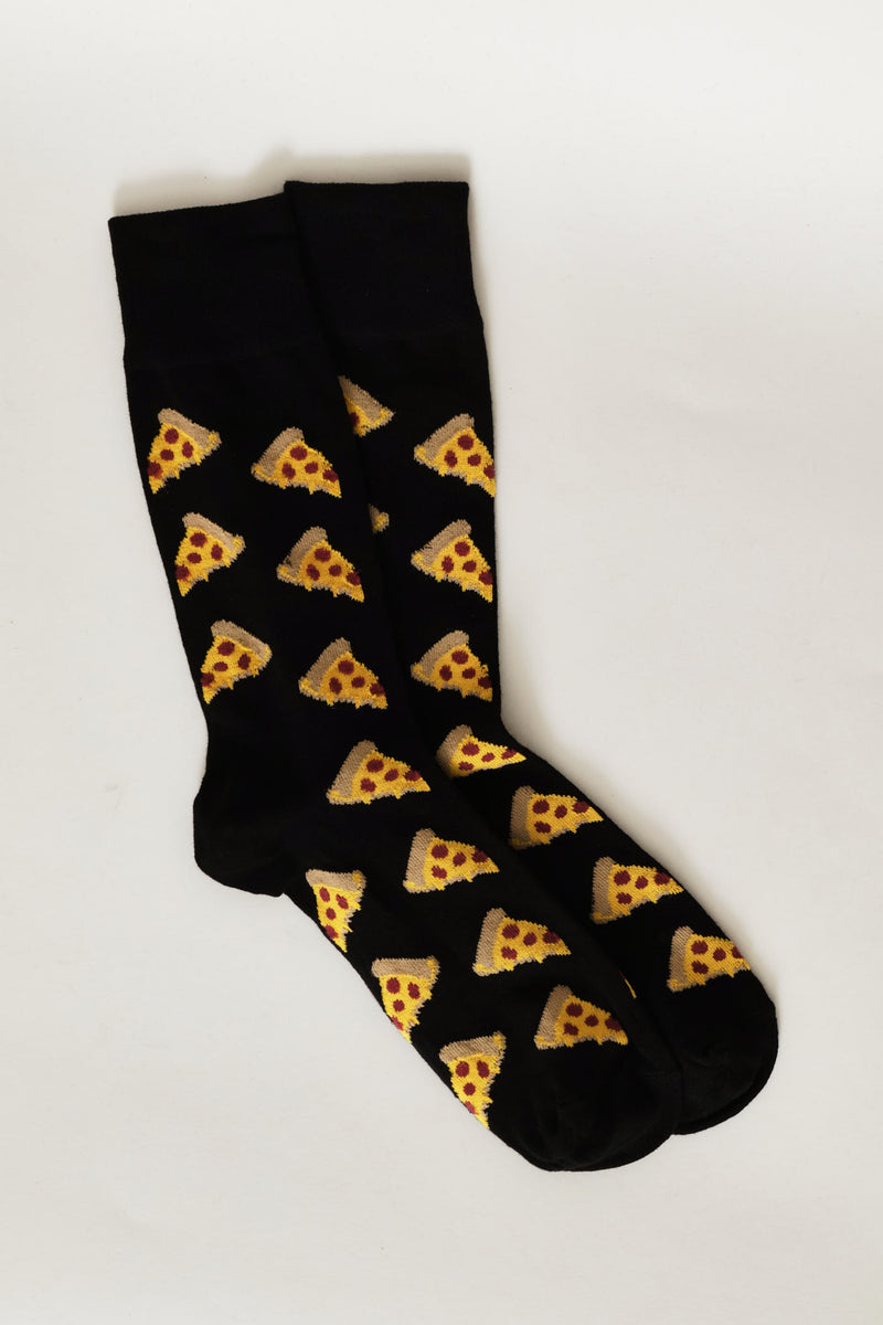 Single Pizza Anklet Socks - Black