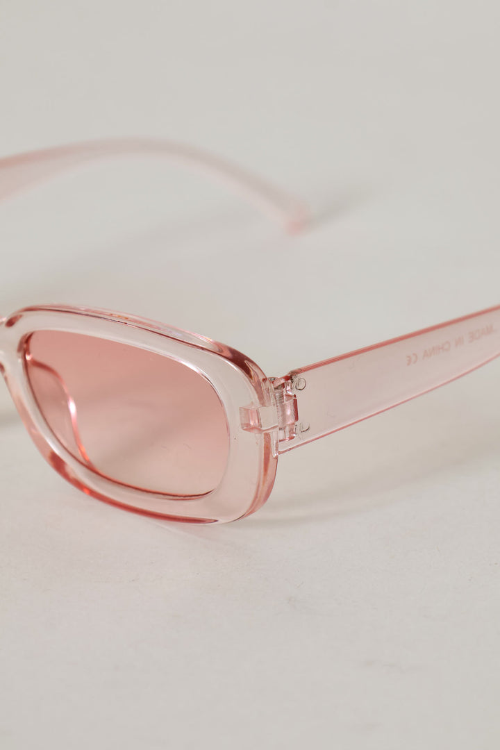 Girls Crystal Rectangle Sunnies - Pink