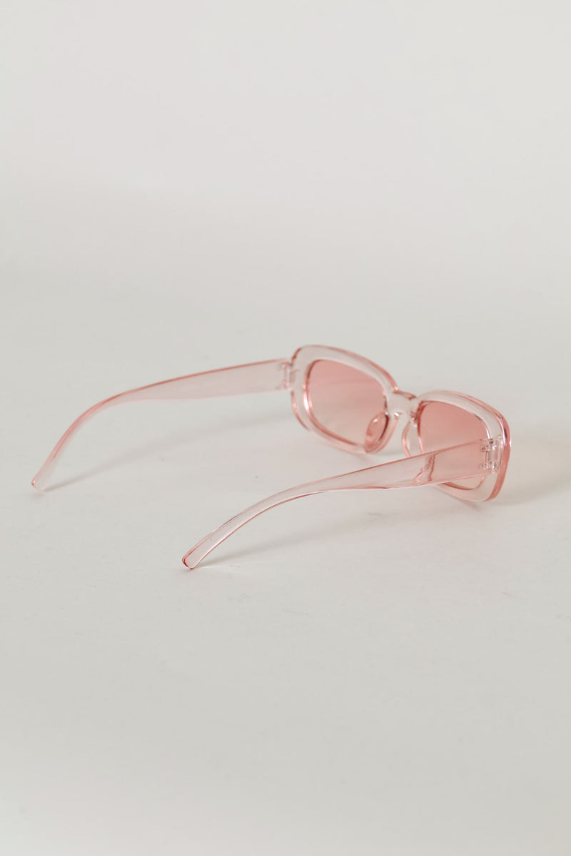 Girls Crystal Rectangle Sunnies - Pink