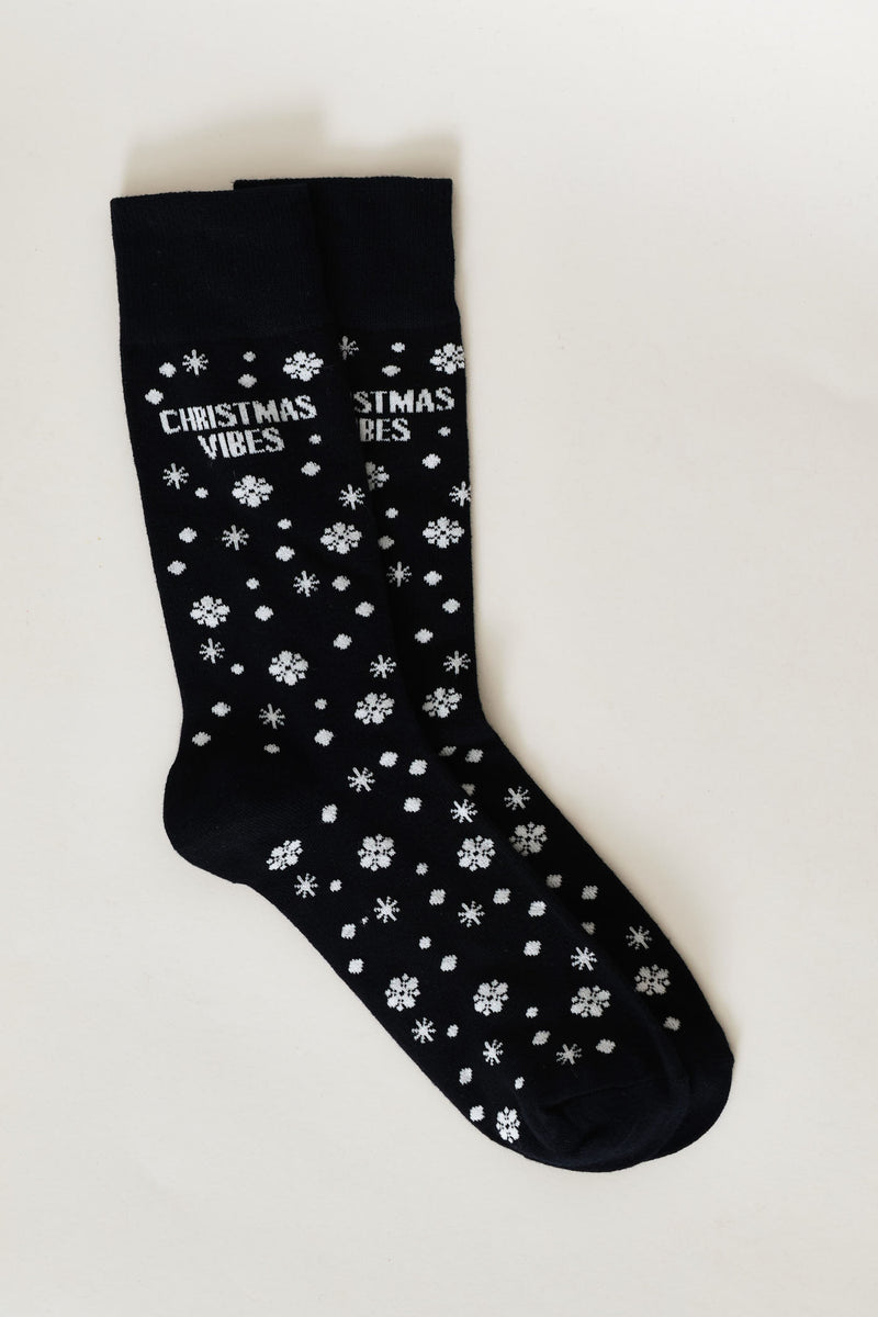 Single Christmas Vibes Anklet Socks - Navy