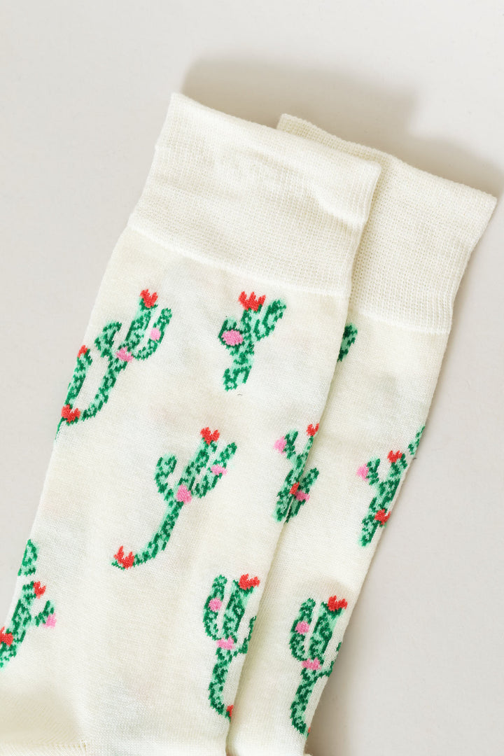 Single Cactus Anklet Socks - Cream