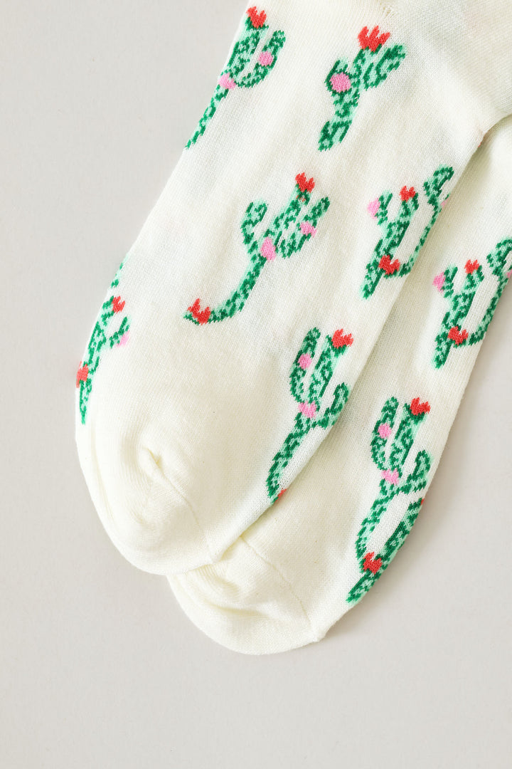 Single Cactus Anklet Socks - Cream