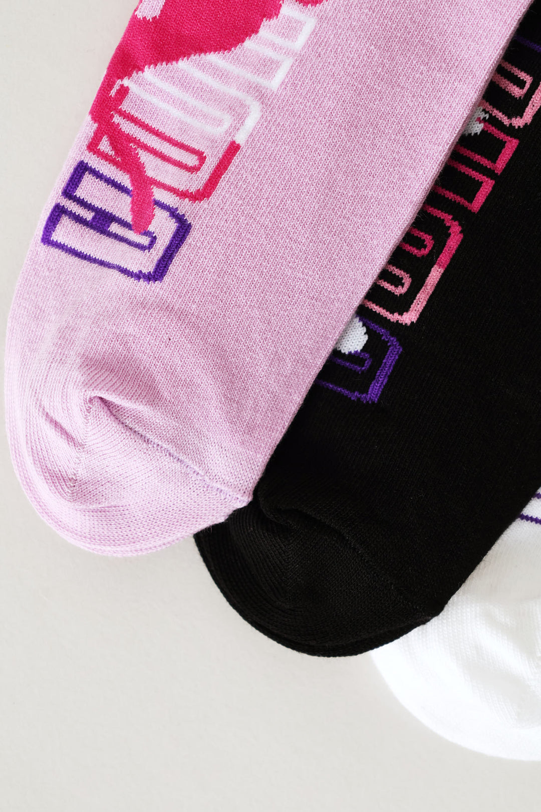3 Pack Low Cut Graphic Socks - Black/Lilac