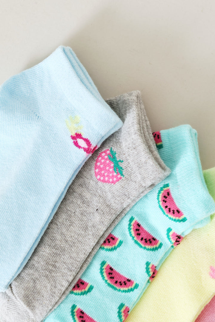 Pre-Girls 5 Pack Fruits Low Cut Socks - Multi