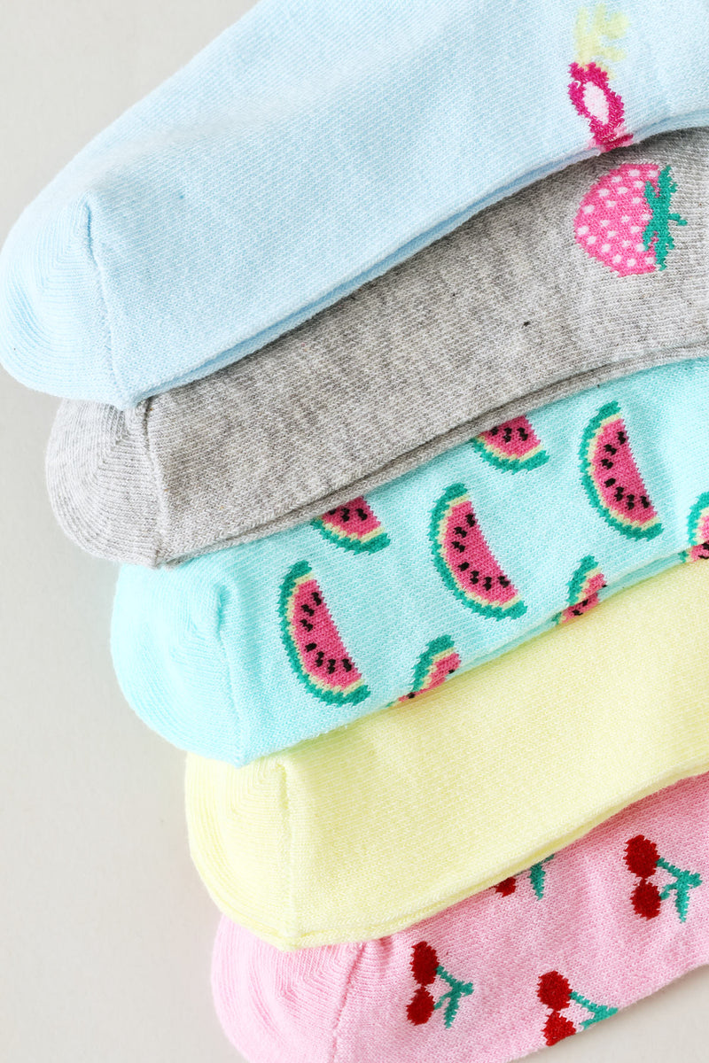 Pre-Girls 5 Pack Fruits Low Cut Socks - Multi