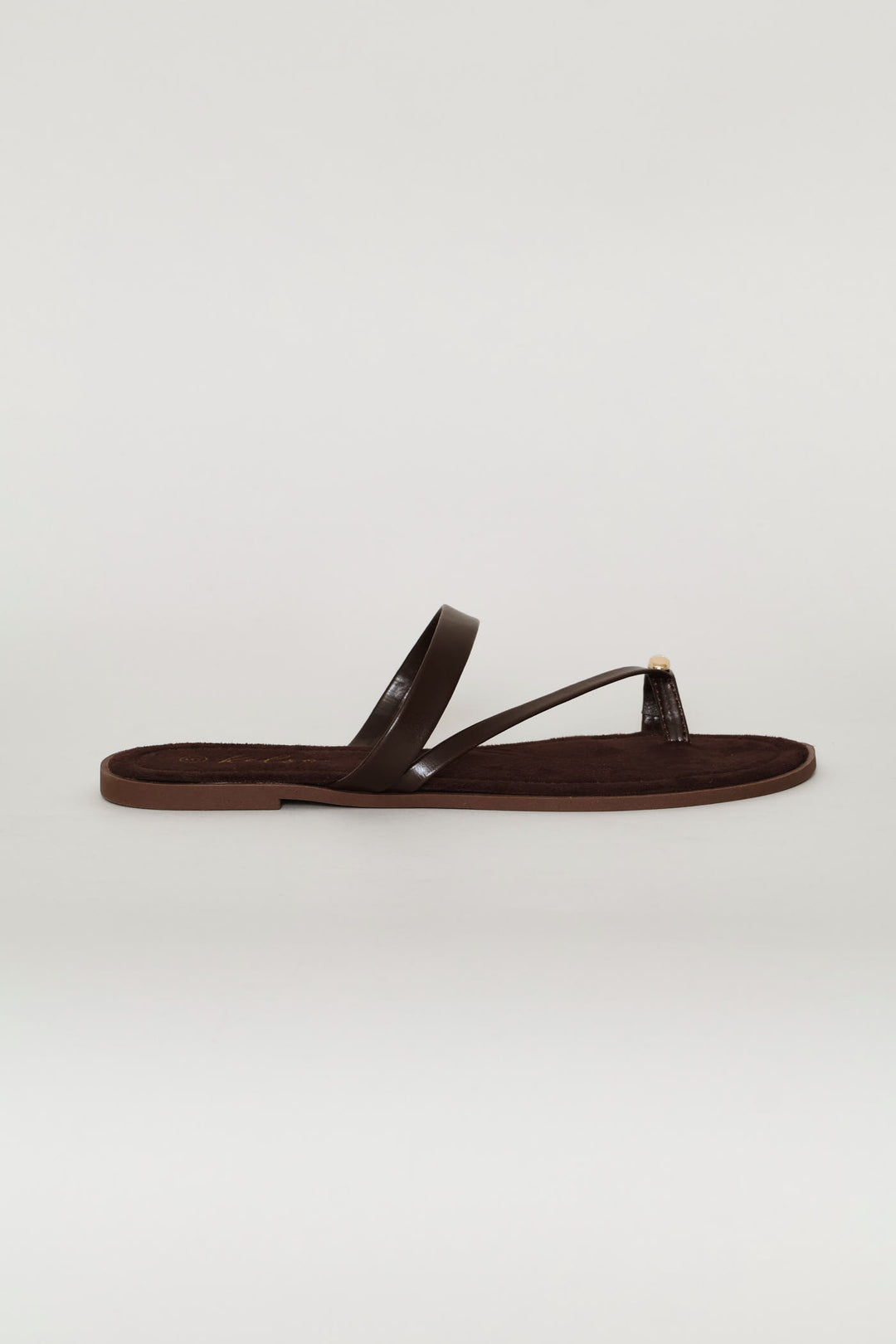 Asymmetrical Strap Toe Post Sandal - Chocolate