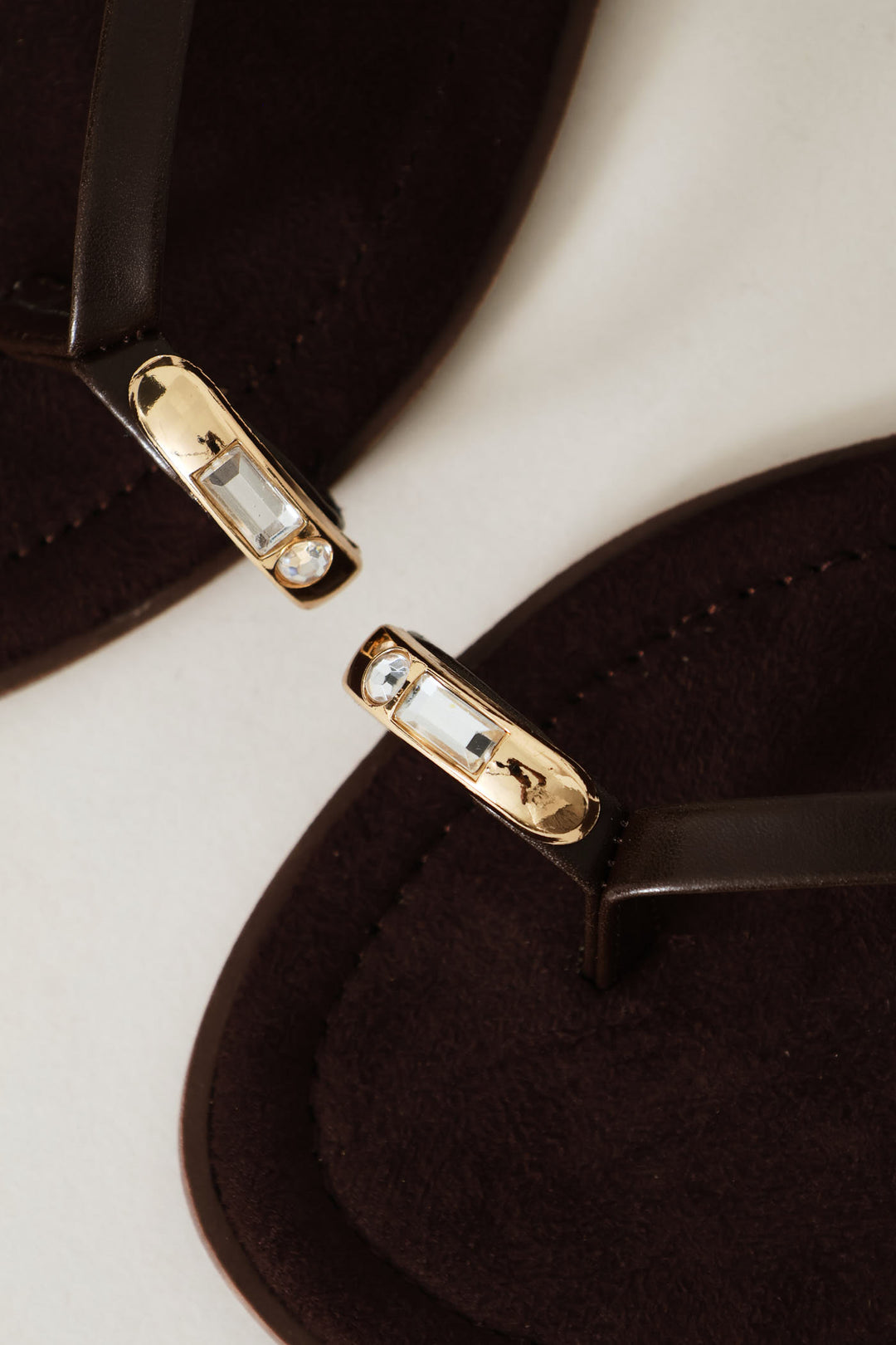 Asymmetrical Strap Toe Post Sandal - Chocolate
