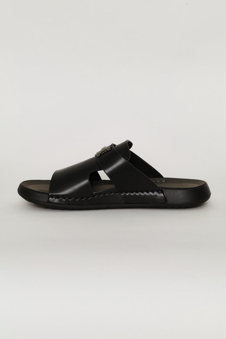 Trim Detail Comfort Sandal - Black