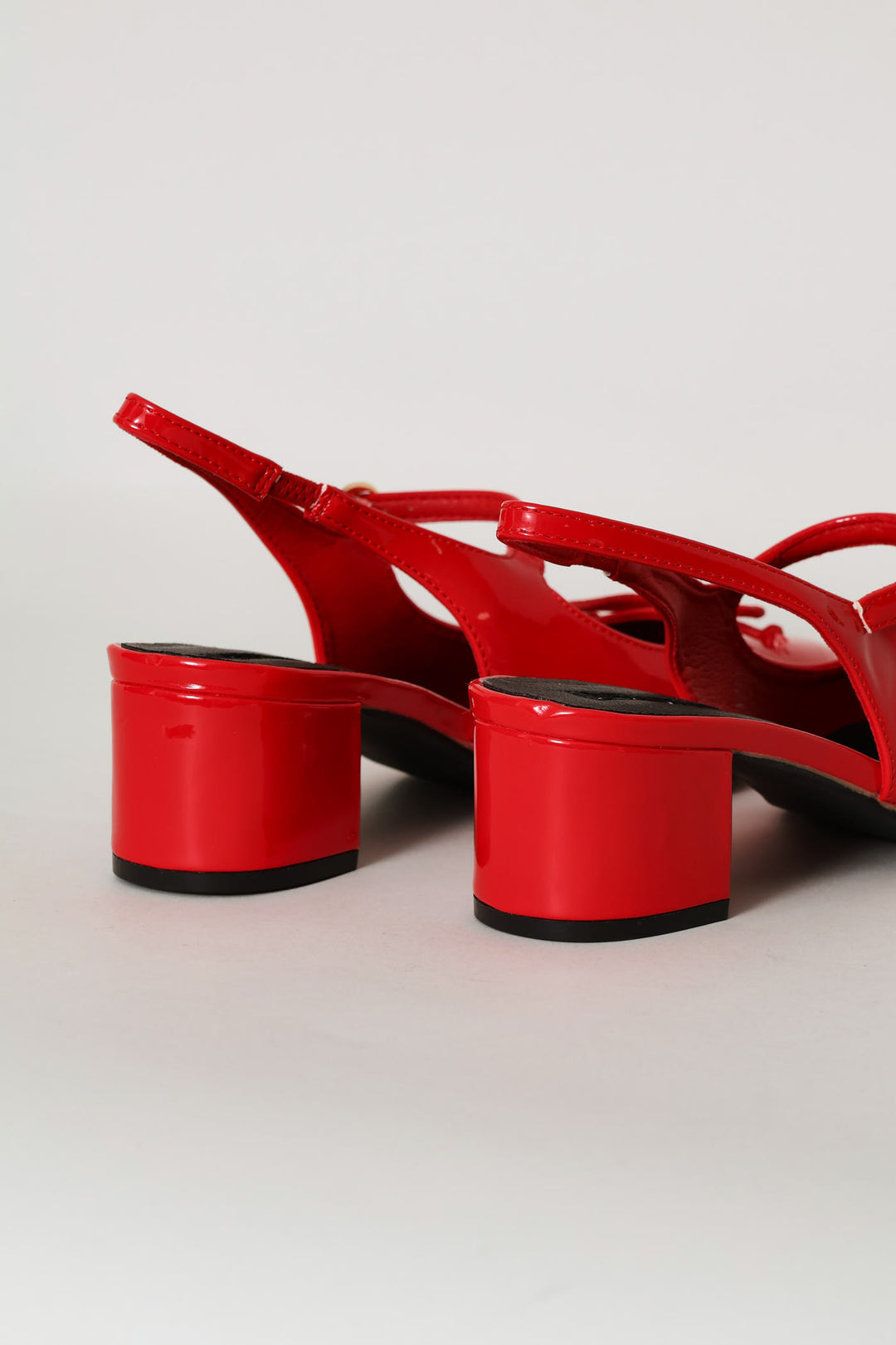 Square Toe Mary Jane Slingback Block Heel - Red