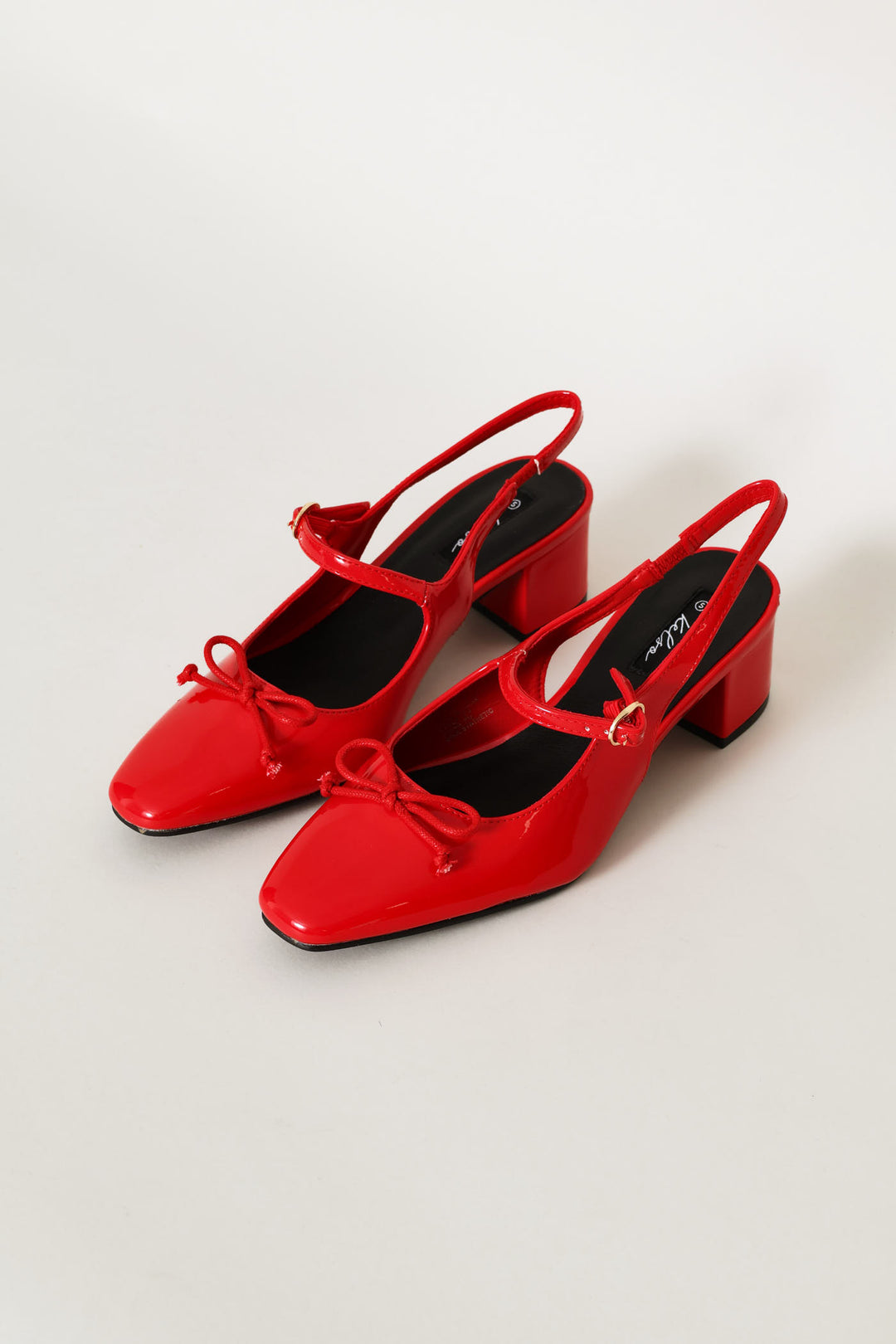 Square Toe Mary Jane Slingback Block Heel - Red