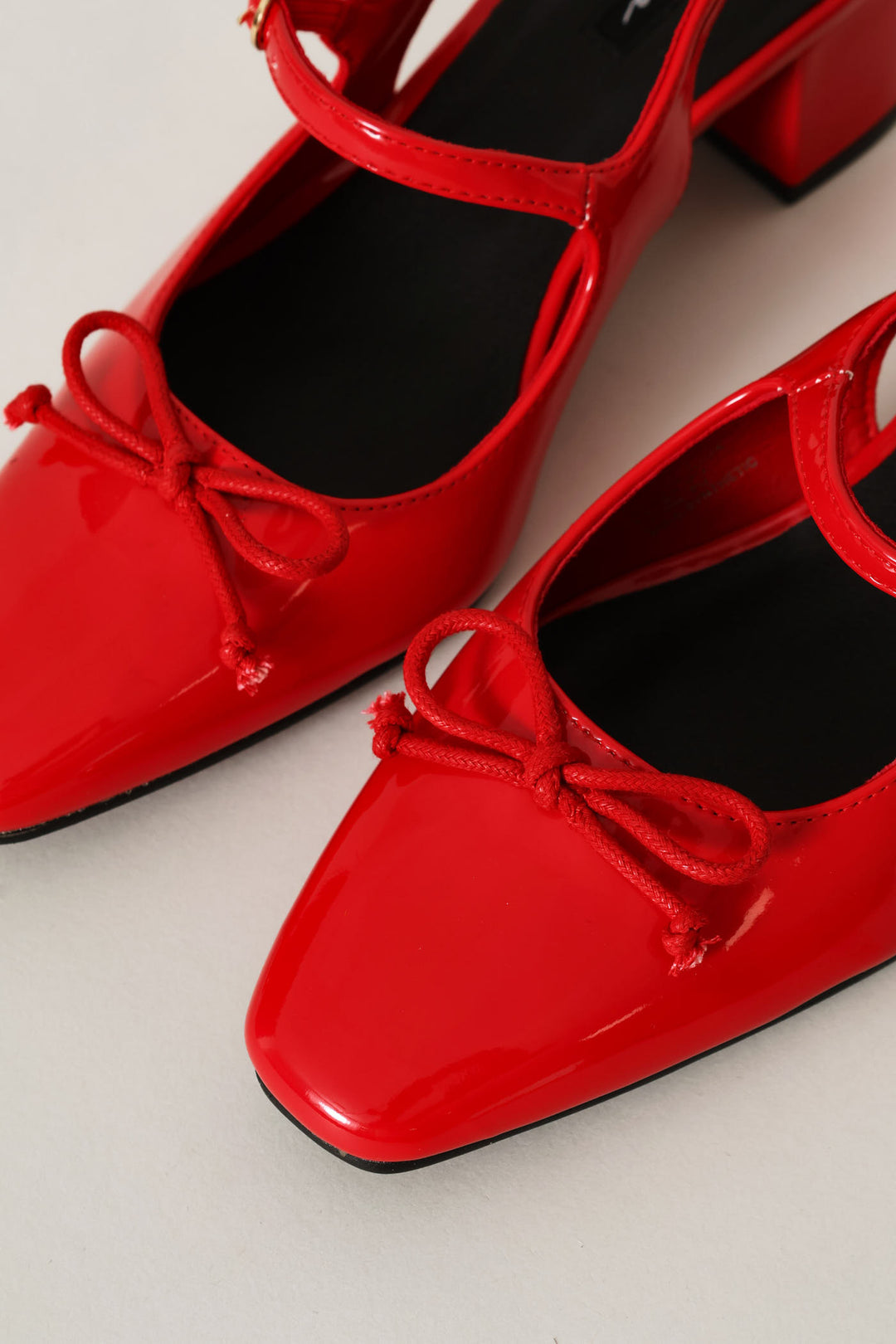Square Toe Mary Jane Slingback Block Heel - Red