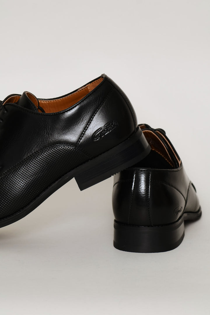 Pin Punched Detail Toe Cap Smart Shoe - Black