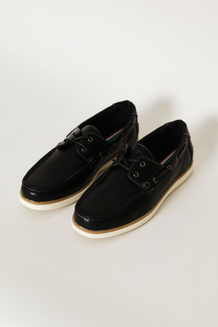 Lace Up Docksider - Black
