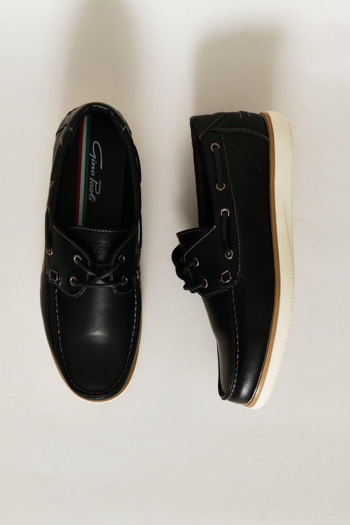 Lace Up Docksider - Black