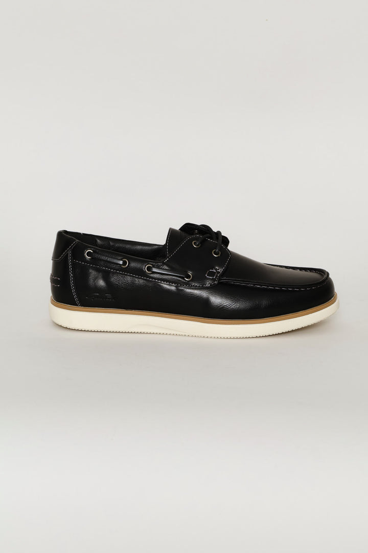 Lace Up Docksider - Black