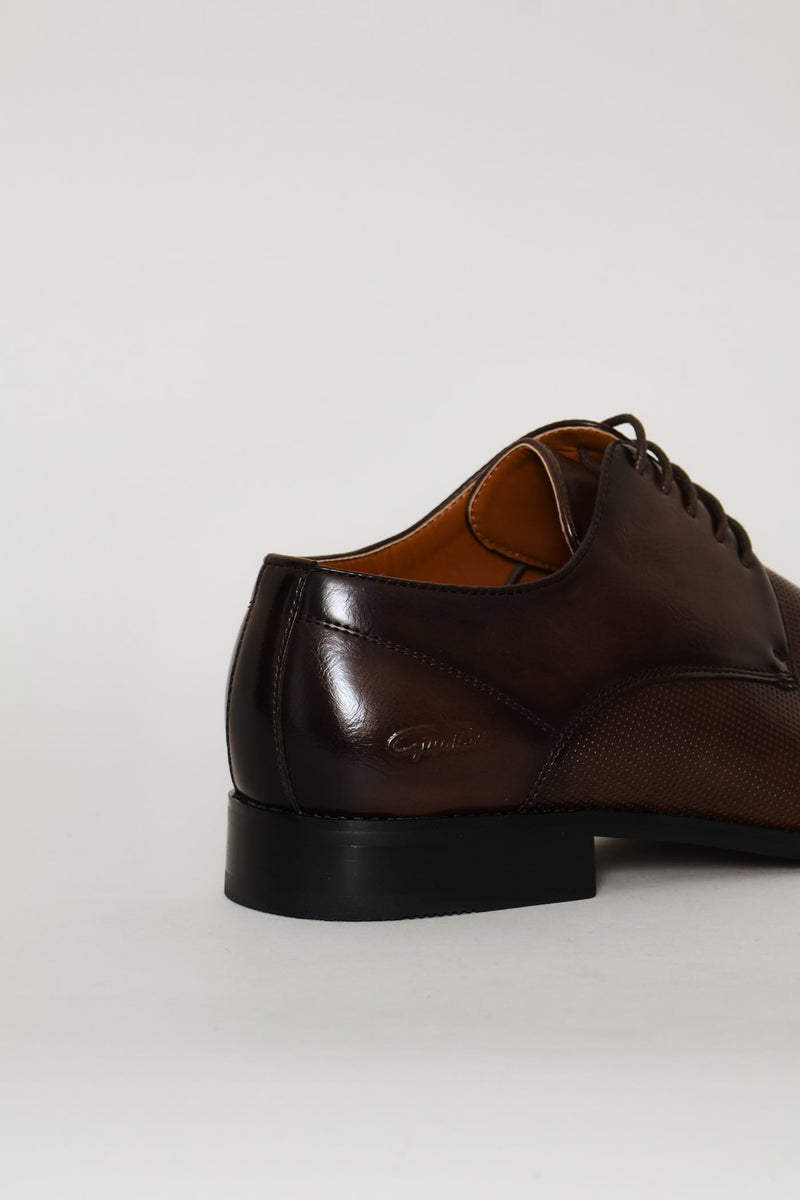 Pin Punched Detail Toe Cap Smart Shoe - Brown