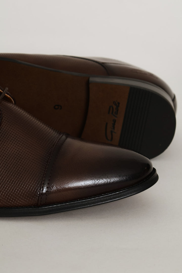 Pin Punched Detail Toe Cap Smart Shoe - Brown