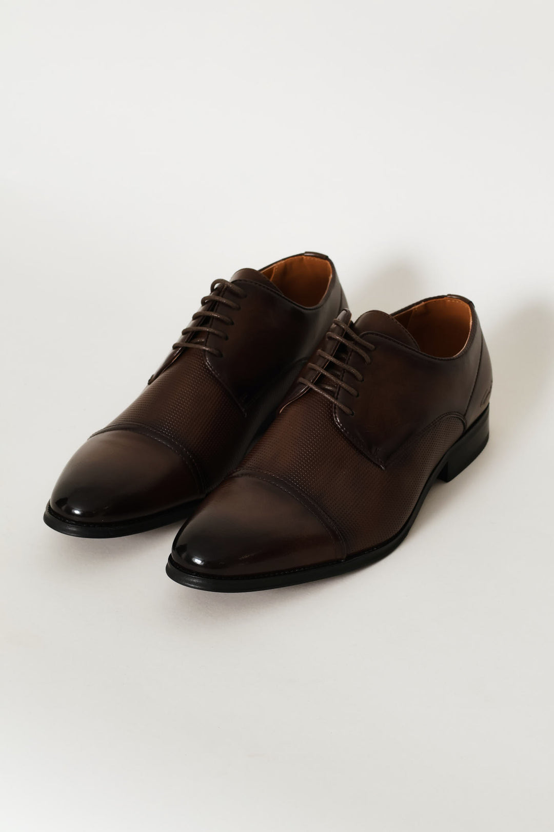 Pin Punched Detail Toe Cap Smart Shoe - Brown