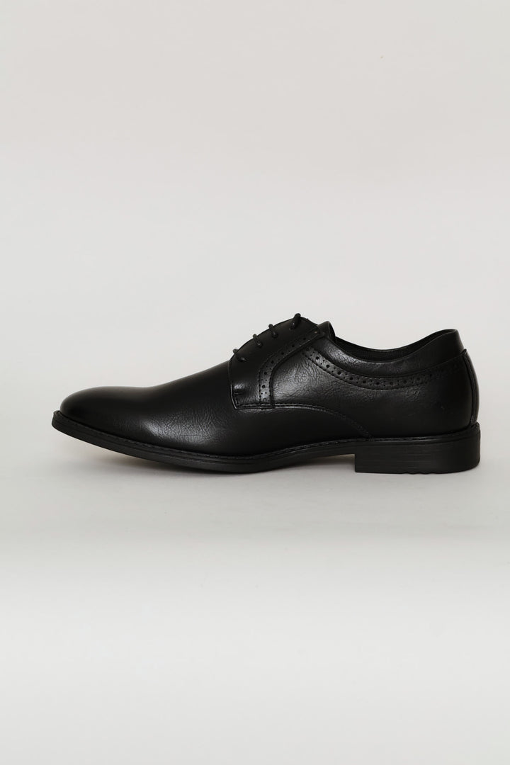 Basic Lace Up Formal Derby Shoe - Black